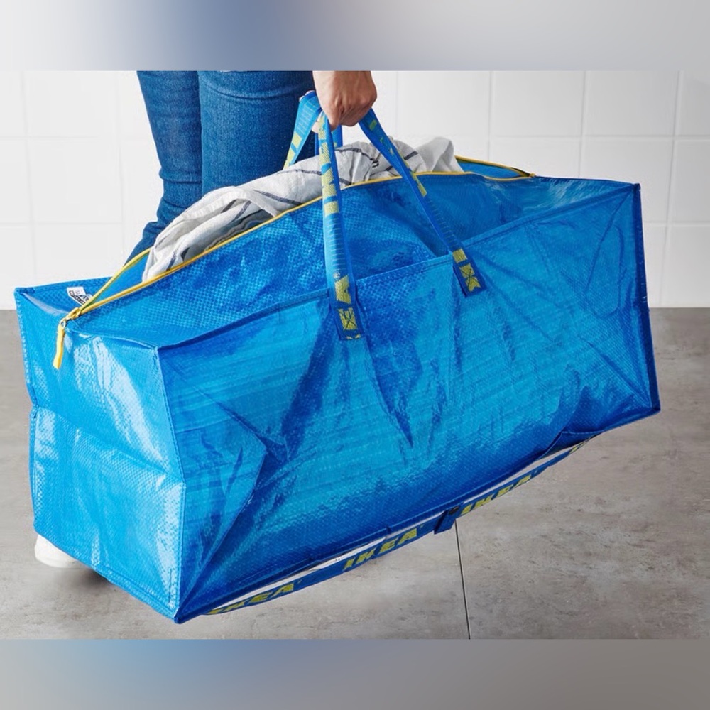 IKEA Frakta Storage Bag Blue 20 Gallon Zipper Duffle Backpack New Unused - Picture 5 of 6